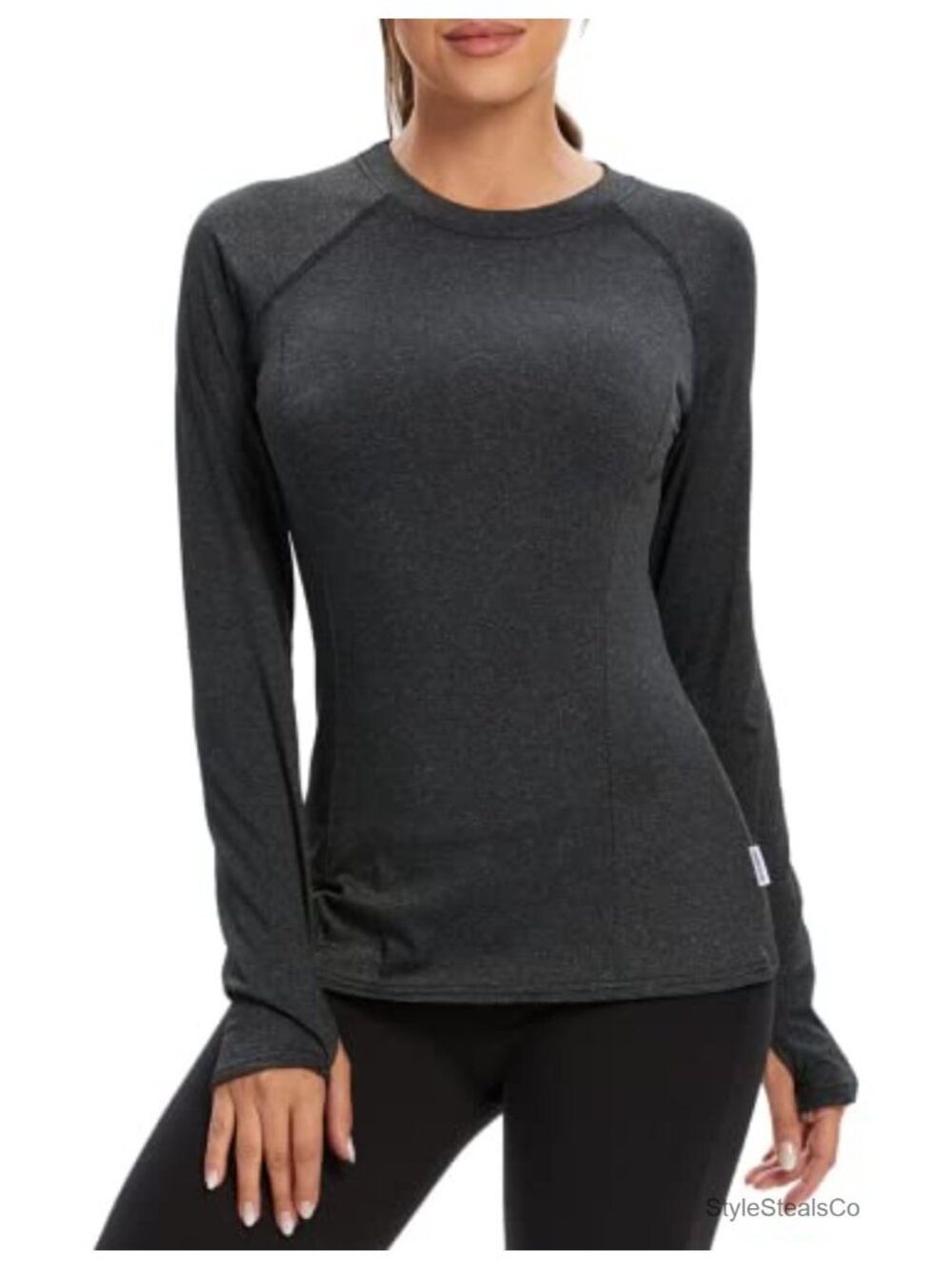 Thermal Fleece Long Sleeve Running Shirts Women's Athletic Workout Tops with